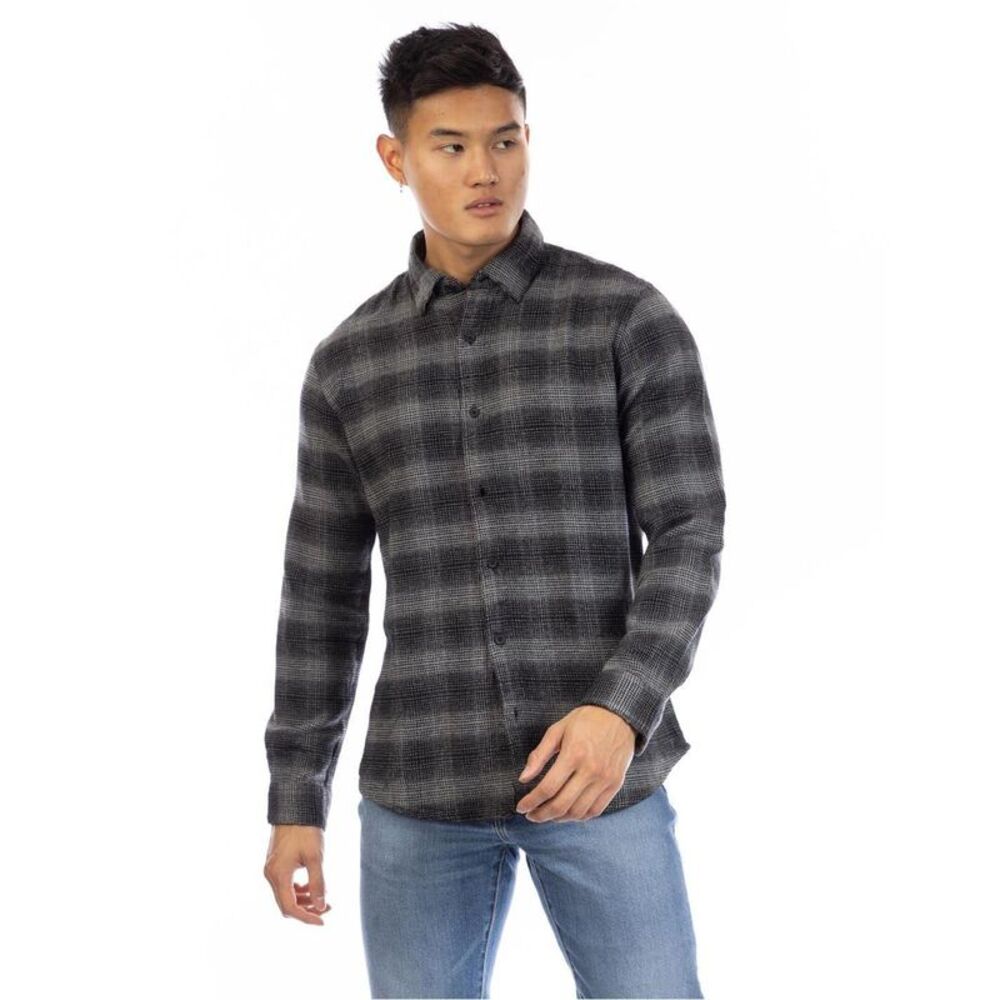 Peter Werth Mens Darrell Plaid Shirt / Black/Gray